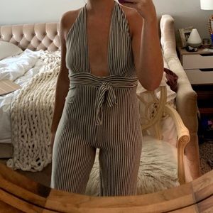 black and white striped jumpsuit